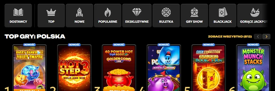 Lobby Spinsy casino Spinsy casino – kategorie lobby i ranking Top gry: Polska z okładkami automatów